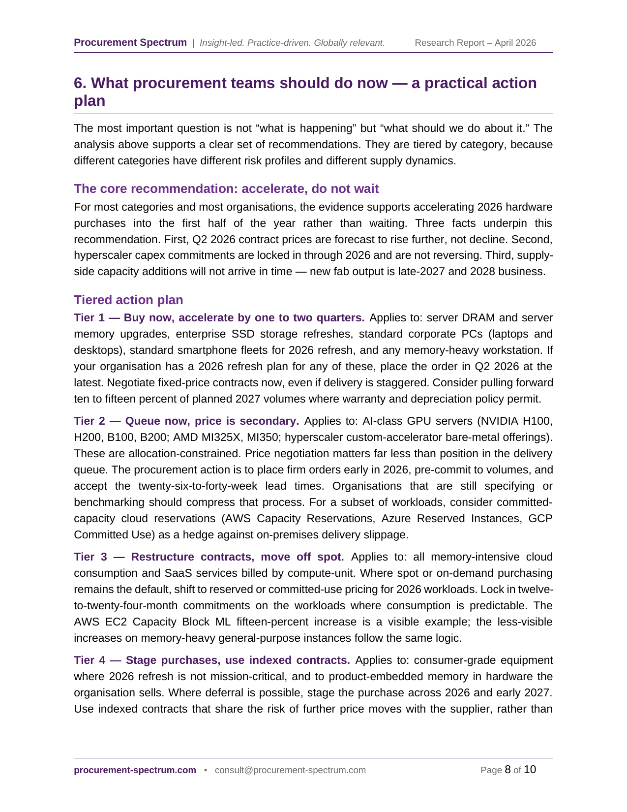 Tiered Action Plan for Procurement